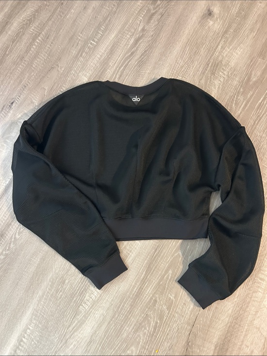 ALO Yoga Tops - ALO Yoga Black Cropped mesh crew Sweatshirt